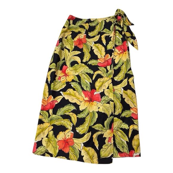 TALBOTS Women’s 10 Tropical Wrap Linen Blend Skirt Side Tie - Picture 3 of 10